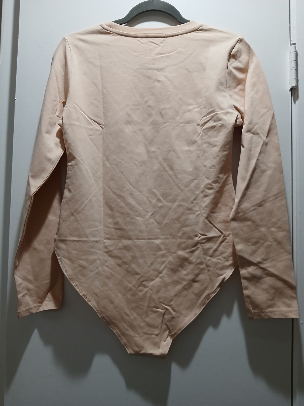 Mango Long Sleeve One-Piece Bodysuit in Light Peach